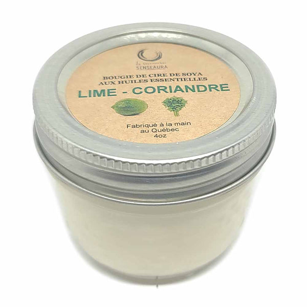 Bougie aux huiles essentielle de lime et coriandre | La Savonnerie Senseaura